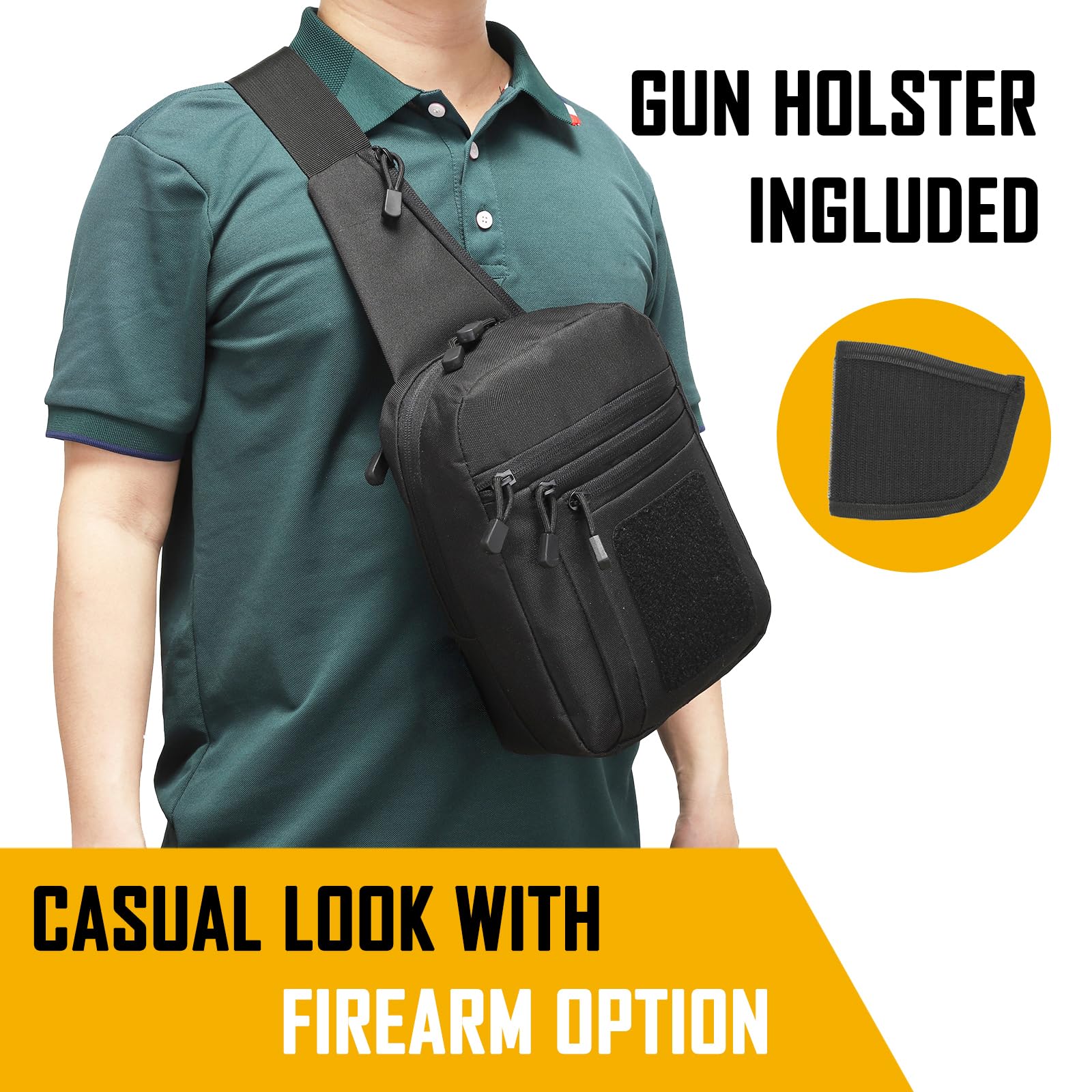 Edc Carry Handgun - Verborgen draagtas Crossbodytas voor heren, Ccw
